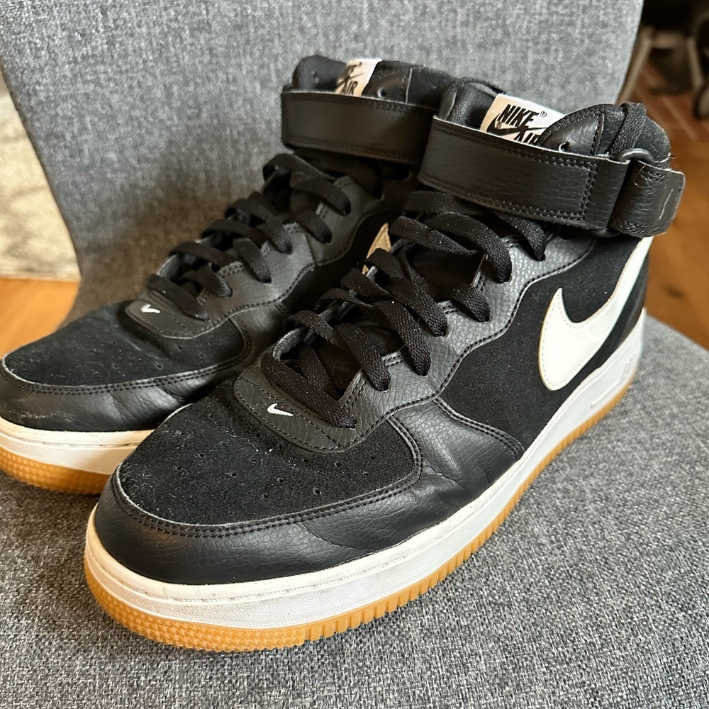 Nike Air Force 1 Black and White with Gum Soles Size 12.5